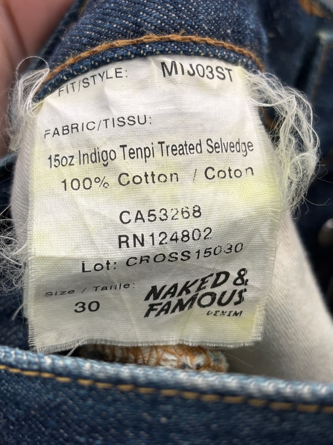 네이키드 앤 페이머스 15oz 데님 청바지 30 상품이미지5