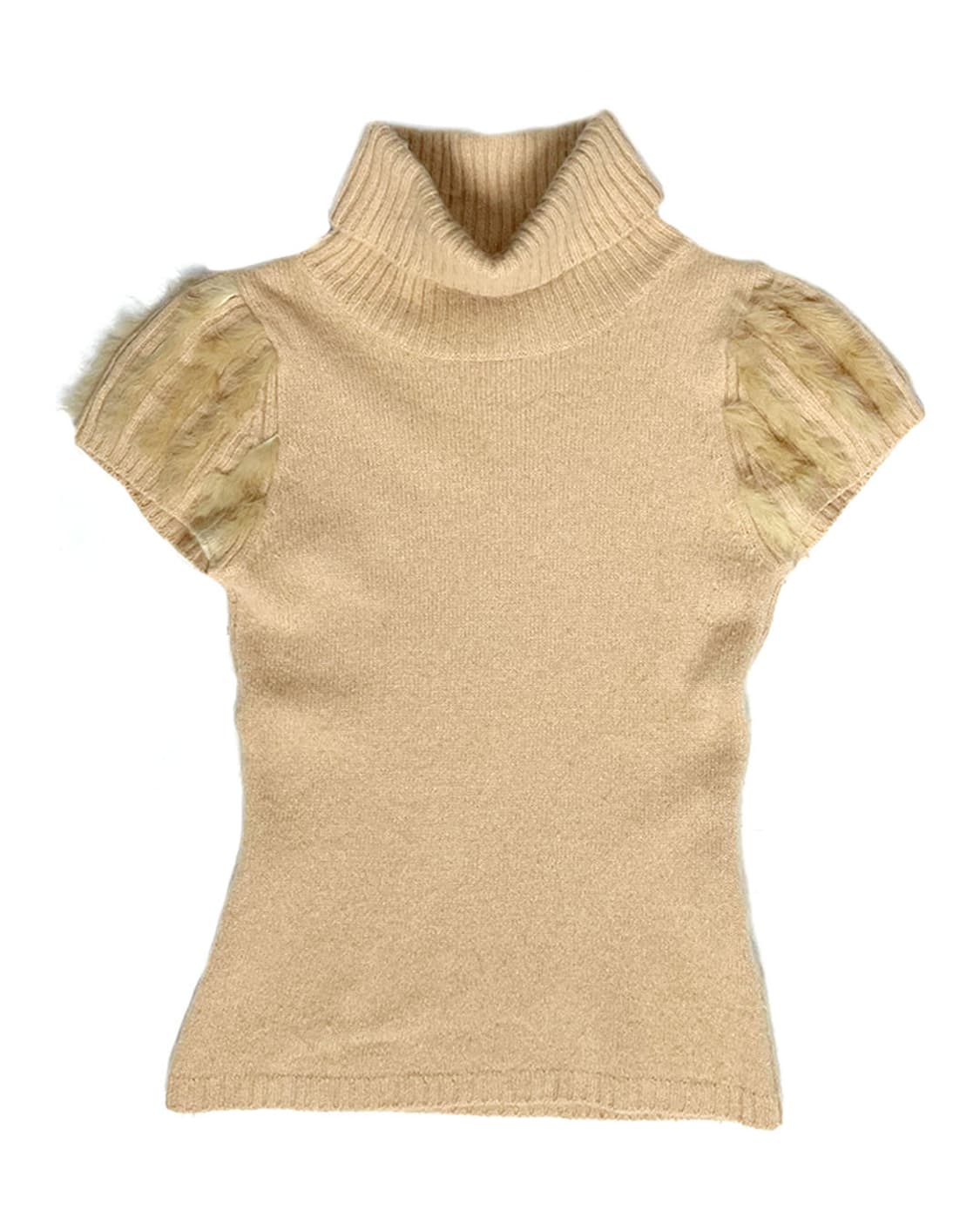 vintage 베이지 퍼 디테일 목폴라  상품이미지1