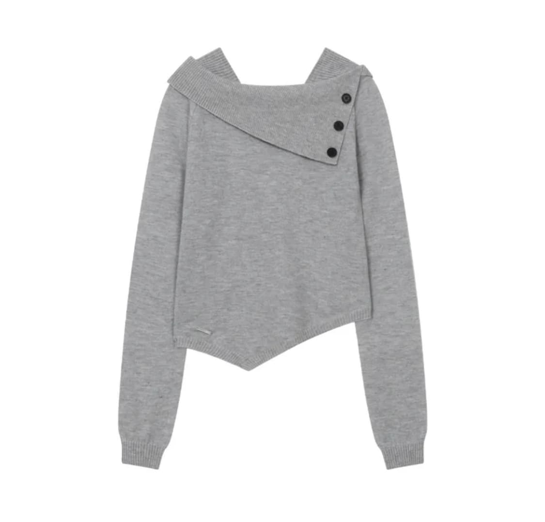 미세키서울 니트 oblique line button knit 라이트그레이 상품이미지2