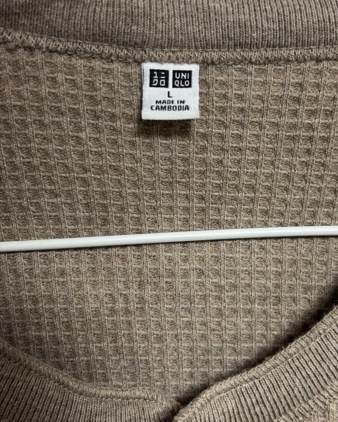 유니클로 와플 헨리넥T 베이지 [L] 상품이미지3