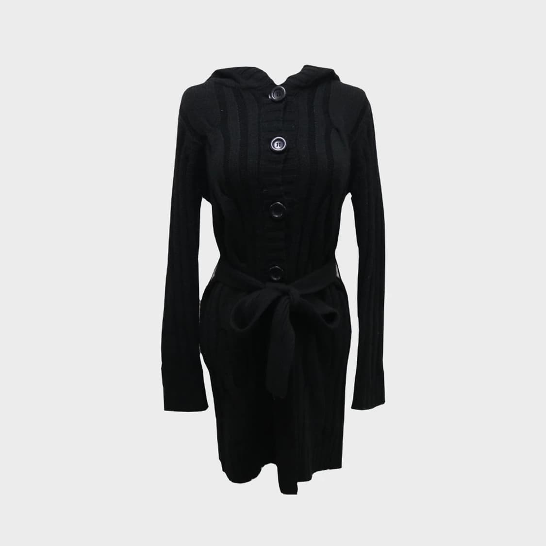 코르자 니트 벨트 롱 후드 가디건 61704 상품이미지1