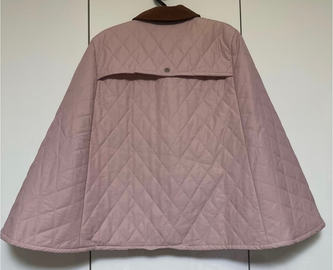 퀼팅 누빔판쵸핑크 브라운 카라 상품이미지4