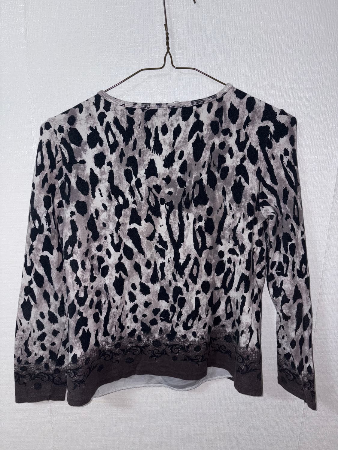 빈티지 갸루 레오파드 호피 리본 롱슬리브 딱붙티 오네갸루 쿠로갸루 상품이미지2