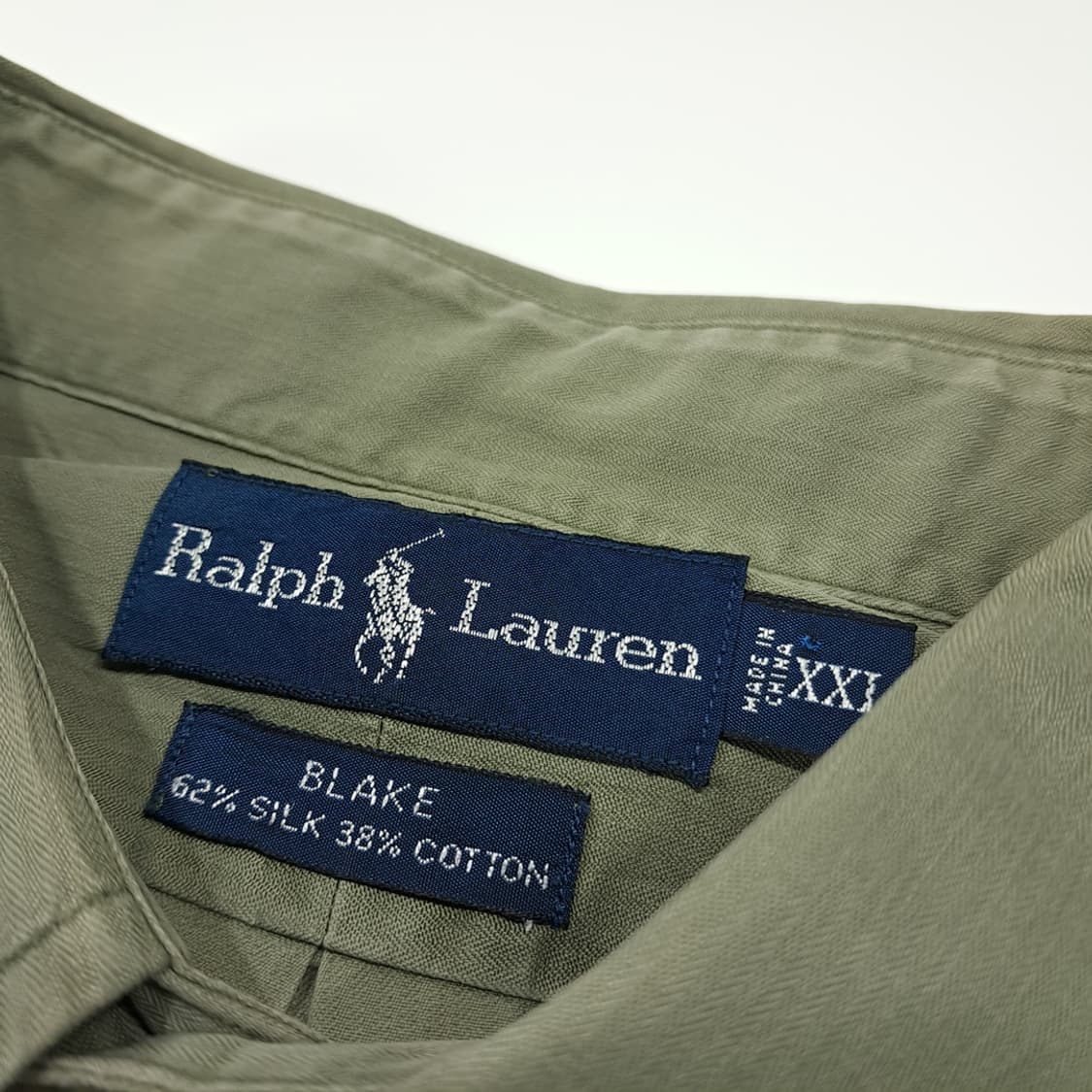 CL847 2XL 폴로 90s 실크코튼 올리브그린 박스핏 셔츠 남방 상품이미지3