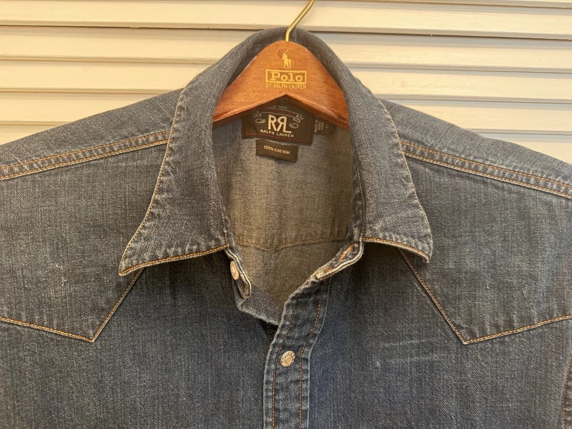 RRL 더블알엘 슬림 핏 데님 웨스턴 셔츠 상품이미지3