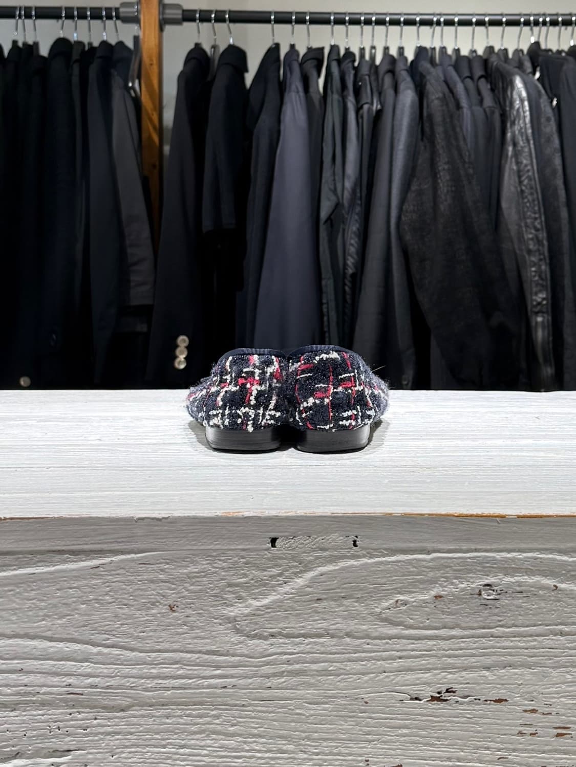 샤넬 블랙 레드 트위드 발레리나 플랫 슈즈 상품이미지5