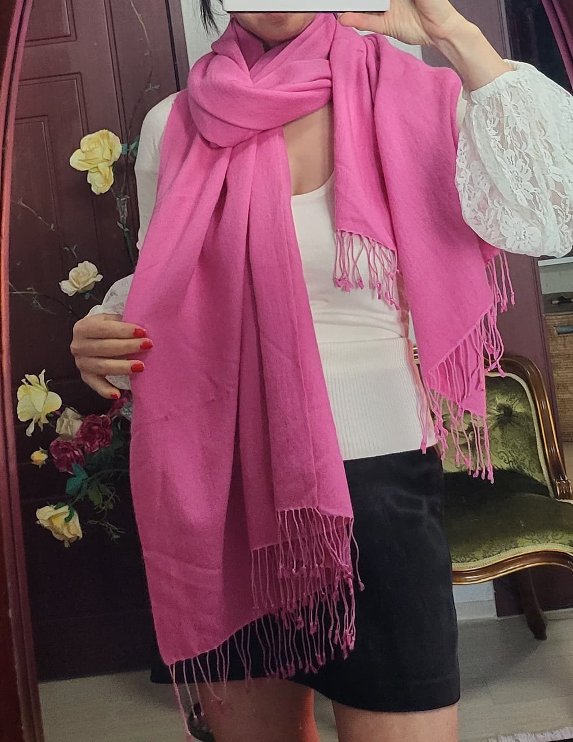 100% 캐시미어 빅숄 스카프  상품이미지7