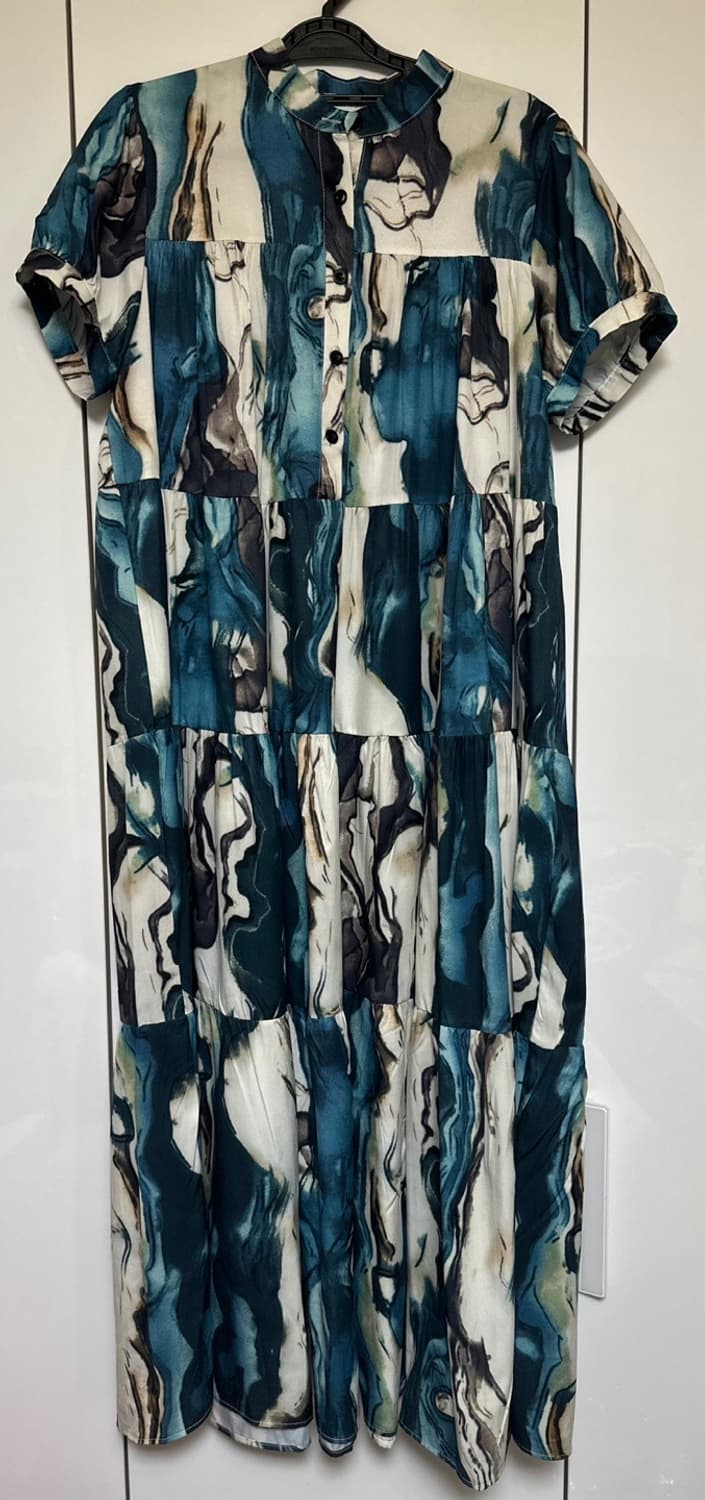 패턴 반팔 롱 원피스 상품이미지2