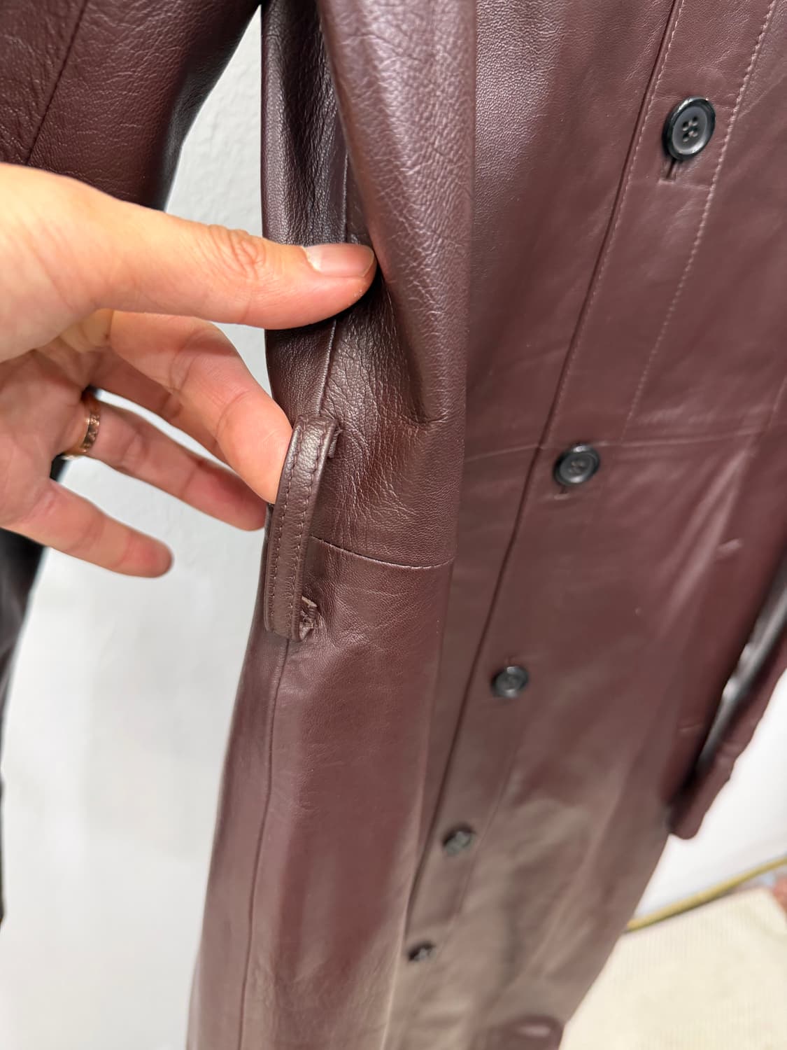 정품) 시스템 한섬 롱 가죽자켓 82 상품이미지5