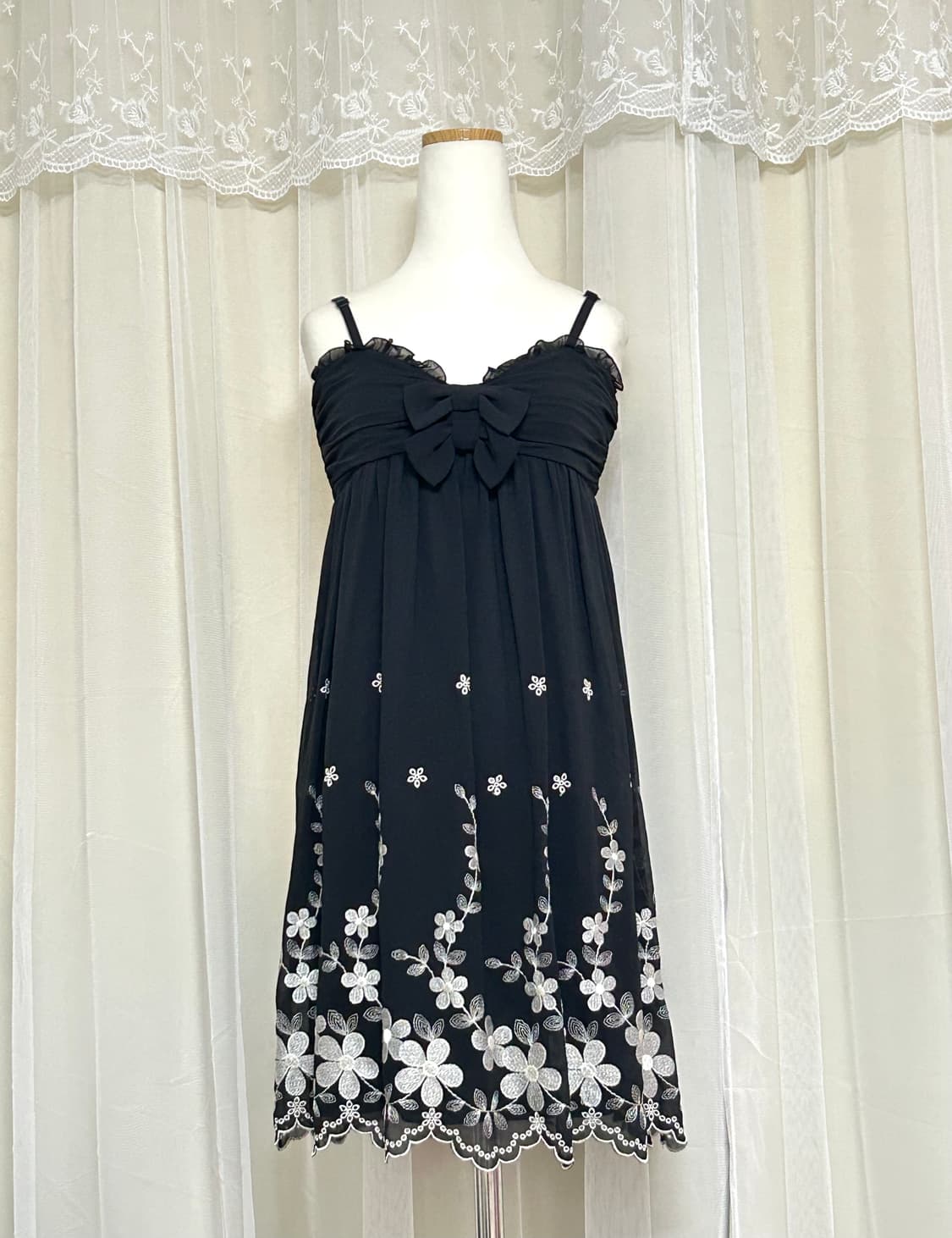 L’est rose 리본 플로럴 자수 원피스 갸루 고스  상품이미지1