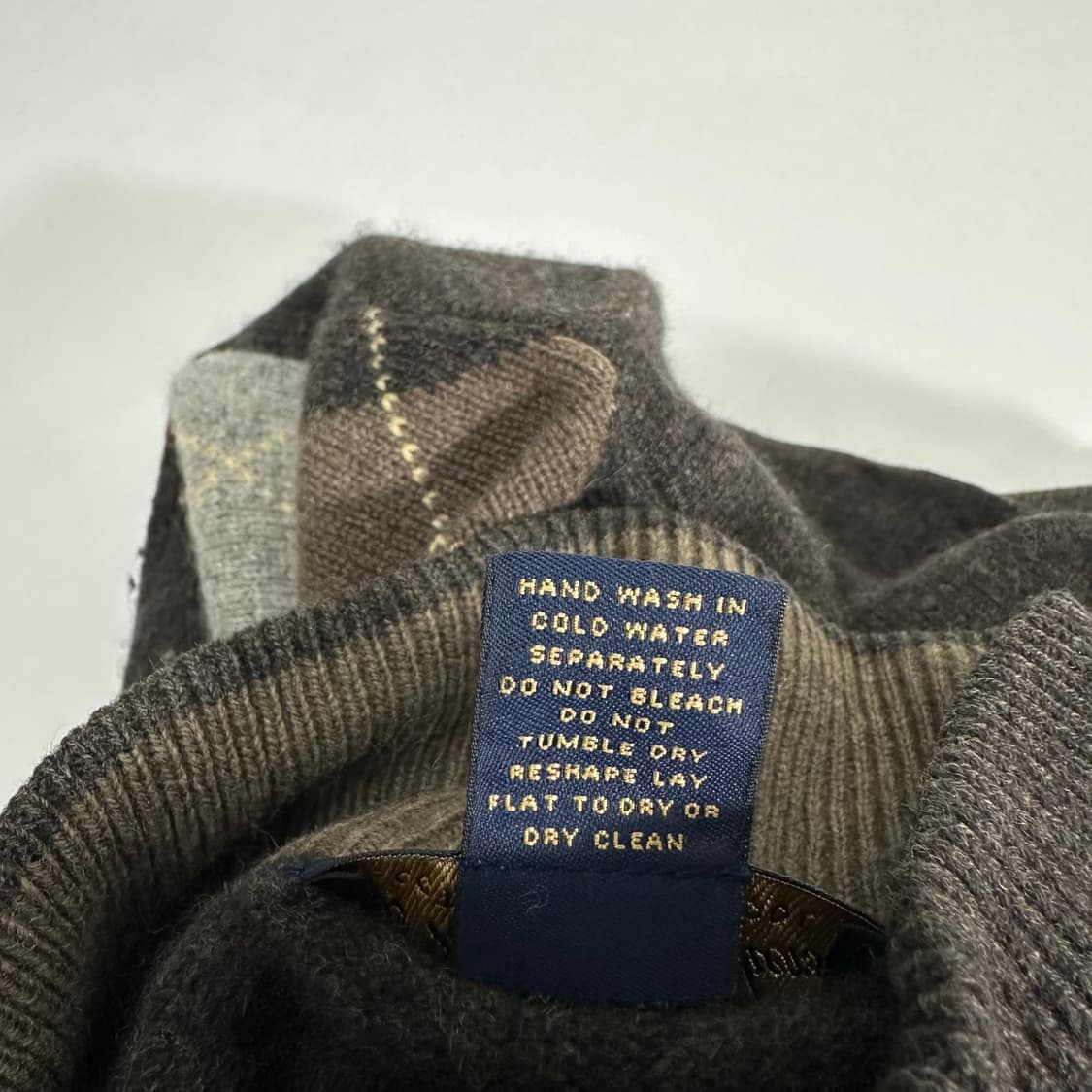 M 100 브룩스브라더스 브라운 램스울 아가일 반집업니트 상품이미지7