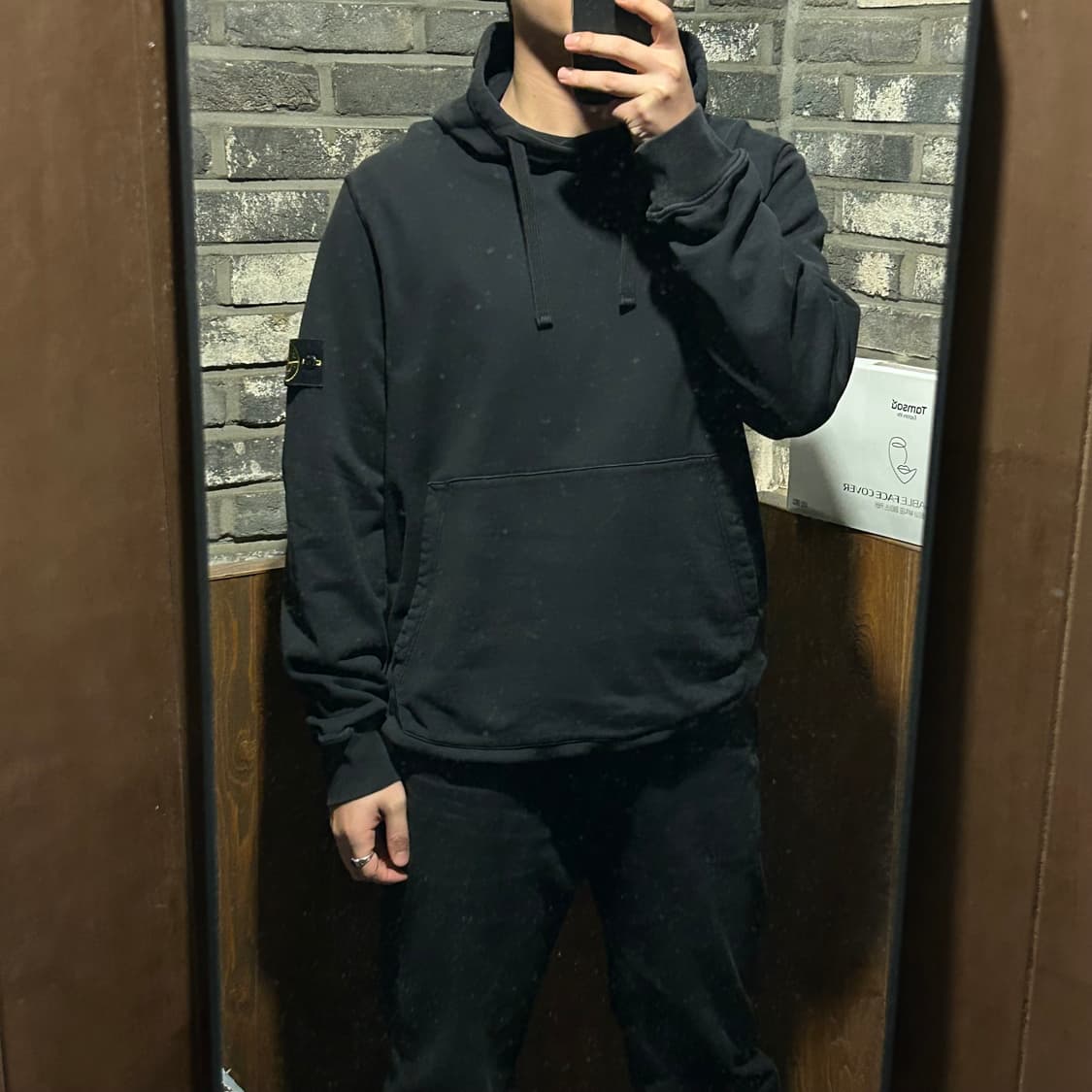 XXL) 스톤아일랜드 와펜 블랙 스웨트 후드티 상품이미지8