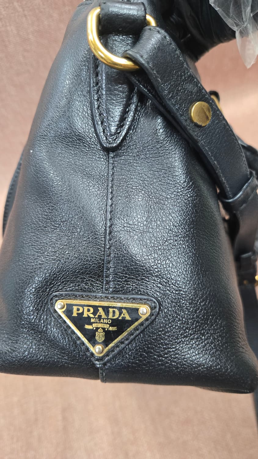 프라다 정품 카프 블랙 레더 토트백 겸 숄더백 상품이미지9