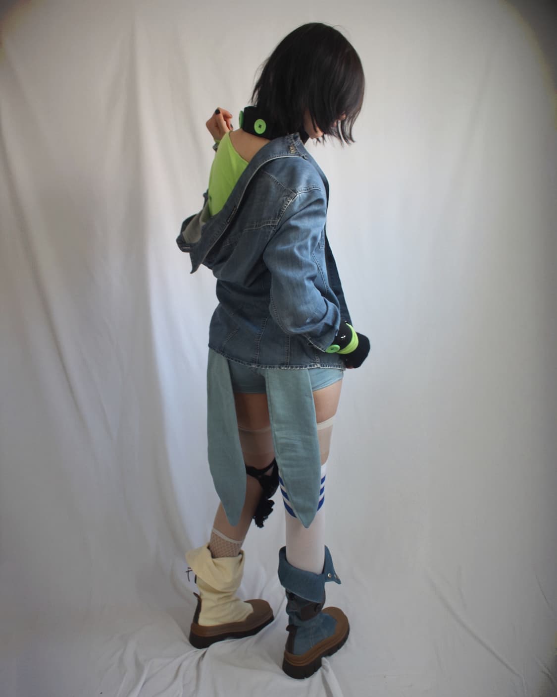 Custom B-ear denim Gas Mask shorts 상품이미지6