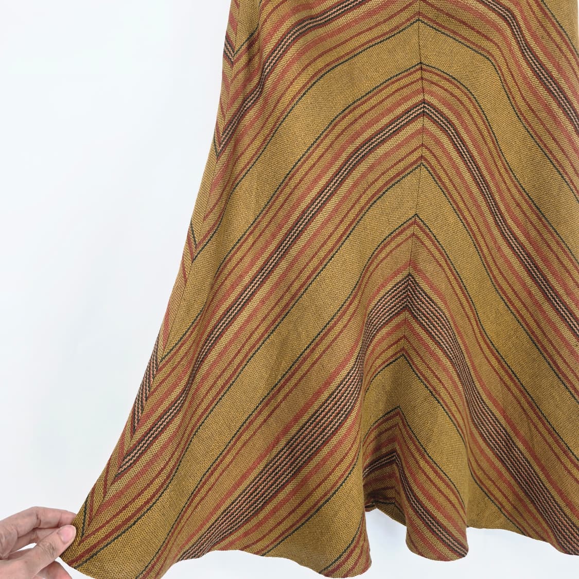 Lauren Ralph Lauren 브라운 스트라이프 린넨 롱 스커트 상품이미지8