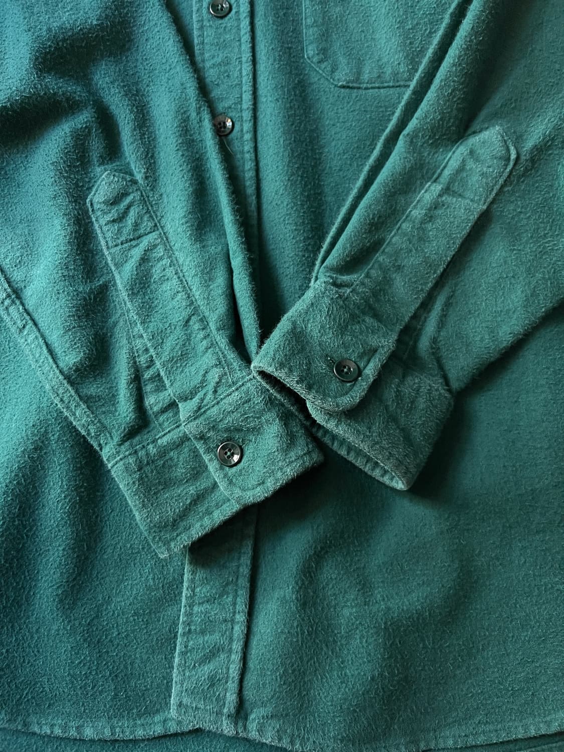 [L]90's 엘엘빈 Made in USA 빈티지 그린 샤모아 셔츠 상품이미지6