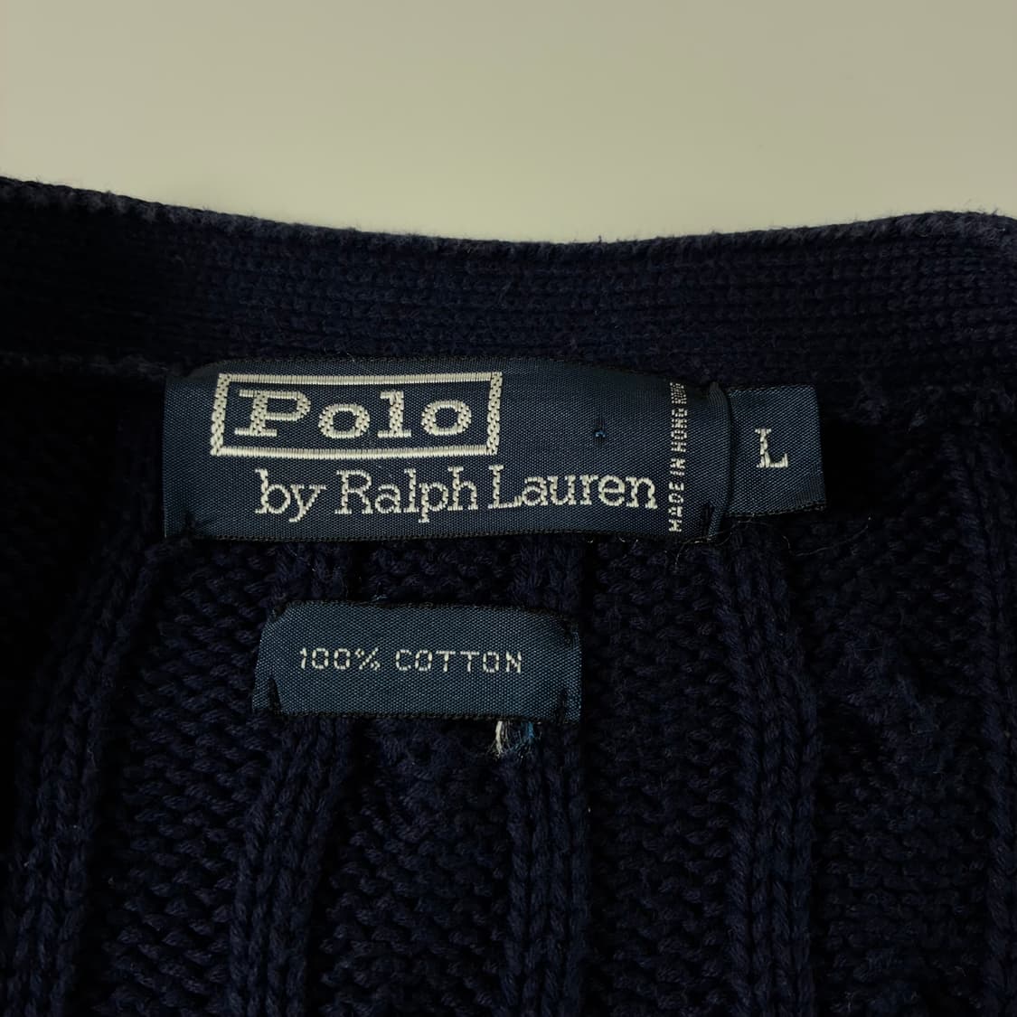 Polo  폴로 랄프로렌 자수 코튼 네이비 꽈배기 니트 가디건  상품이미지4