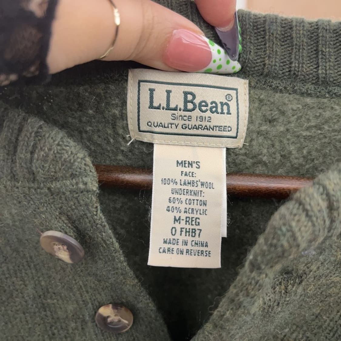 엘엘빈 캐주얼 말차 카키 반버튼 램스울 니트 M C08931 상품이미지5