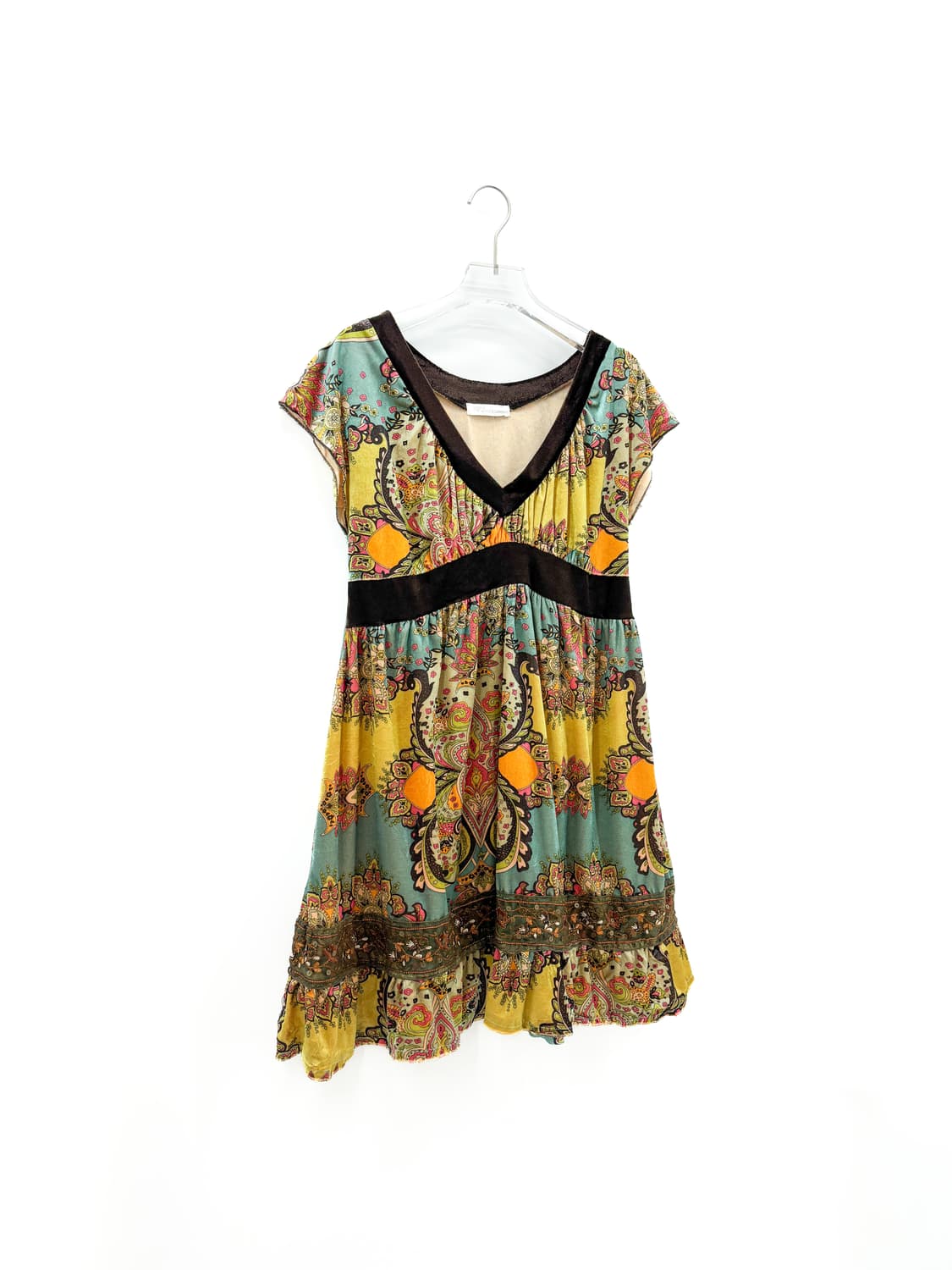 빈티지 오리엔탈 브이넥 반팔 원피스 상품이미지1