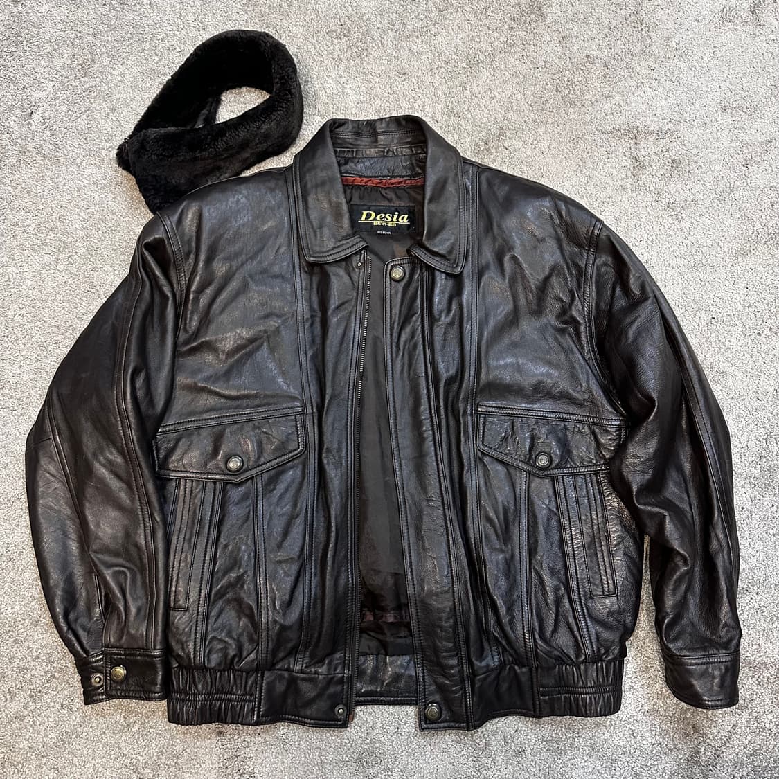 빈티지 블랙/브라운 양가죽 봄버 자켓105(내피) 상품이미지1