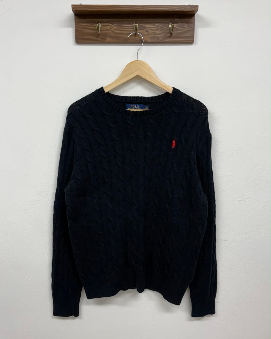 [L] 폴로 랄프로렌 네이비 코튼 케이블 니트 스웨터 상품이미지1