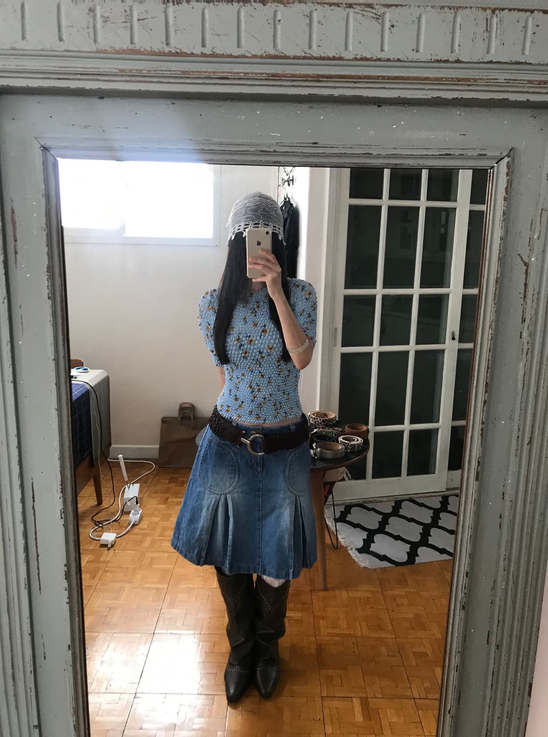 vintage denim pocket pintuck skirt  상품이미지2