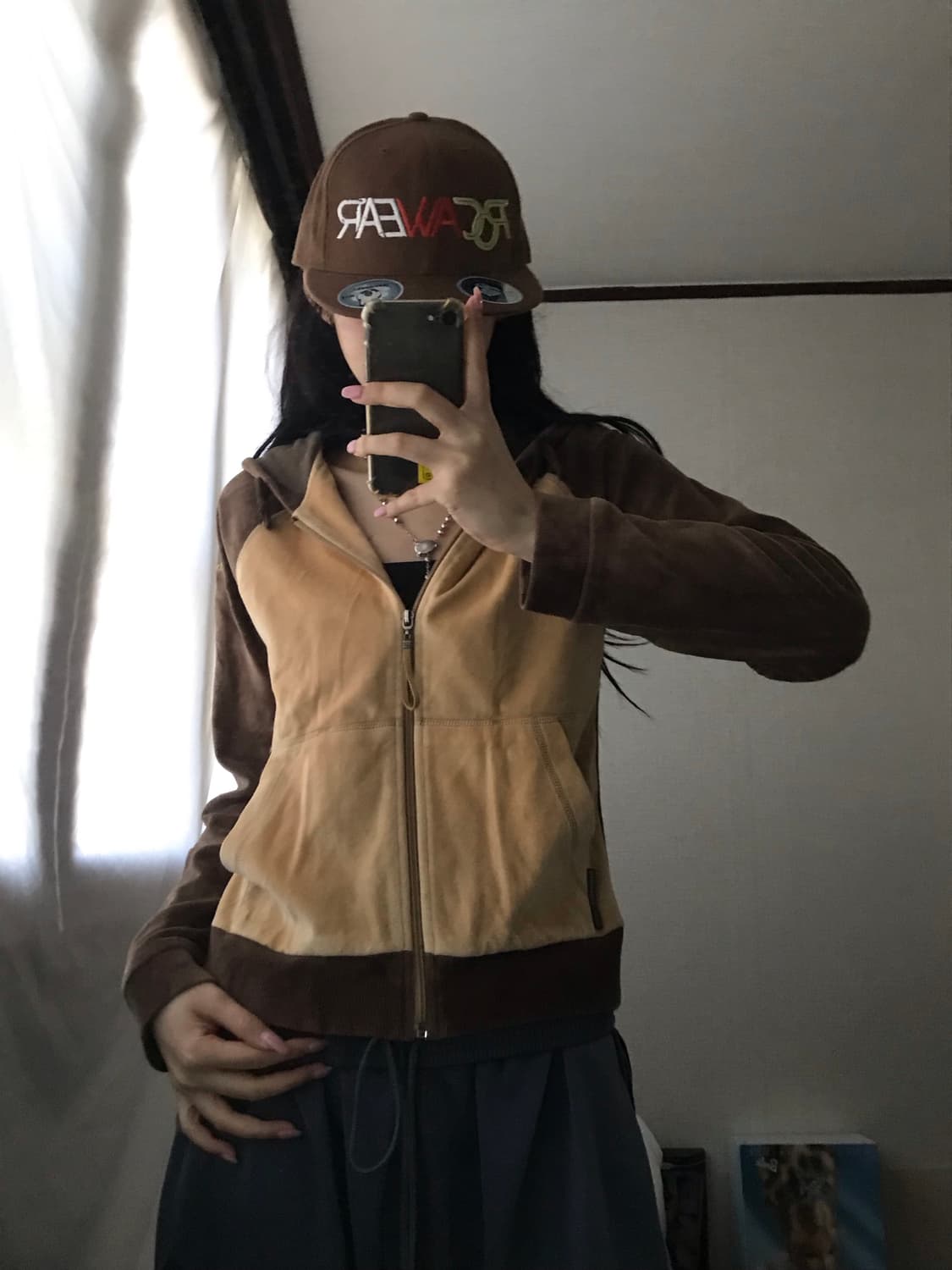 리복 브라운 나그랑 벨벳 후드집업 상품이미지2