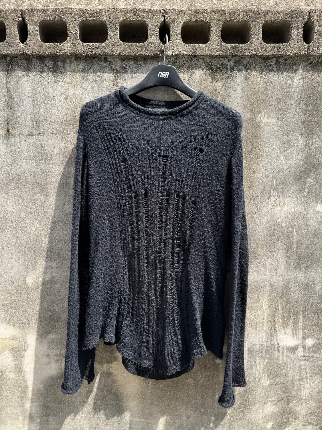 Blackmerle distressed mohair knit(black) 상품이미지2