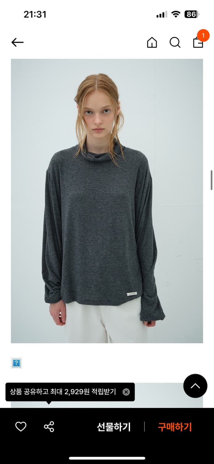 오버듀플레어 루즈핏 텐셀 터틀넥 티셔츠 상품이미지4