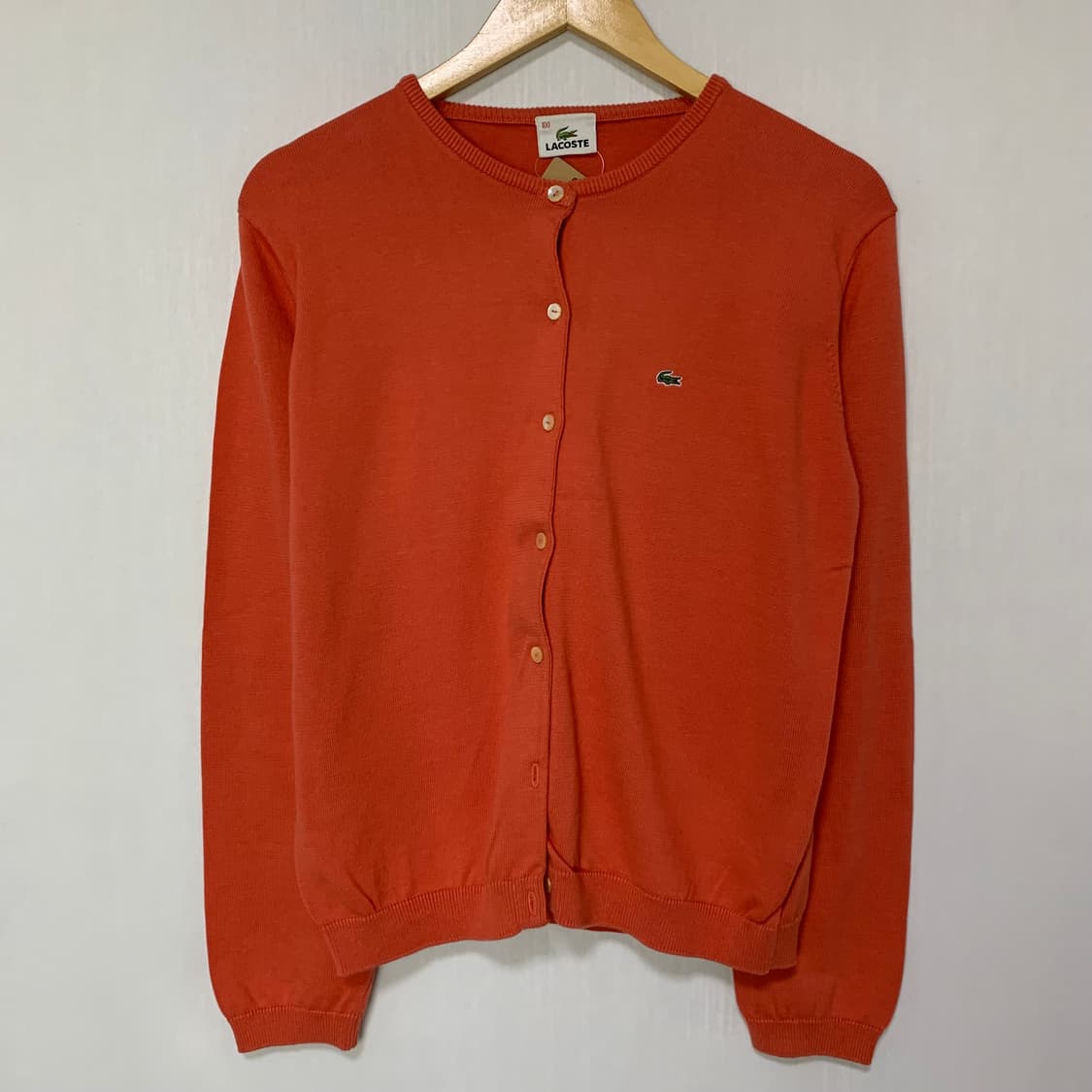 라코스테 빈티지 코랄색 가디건 100사이즈 여성 세미크롭 상품이미지2