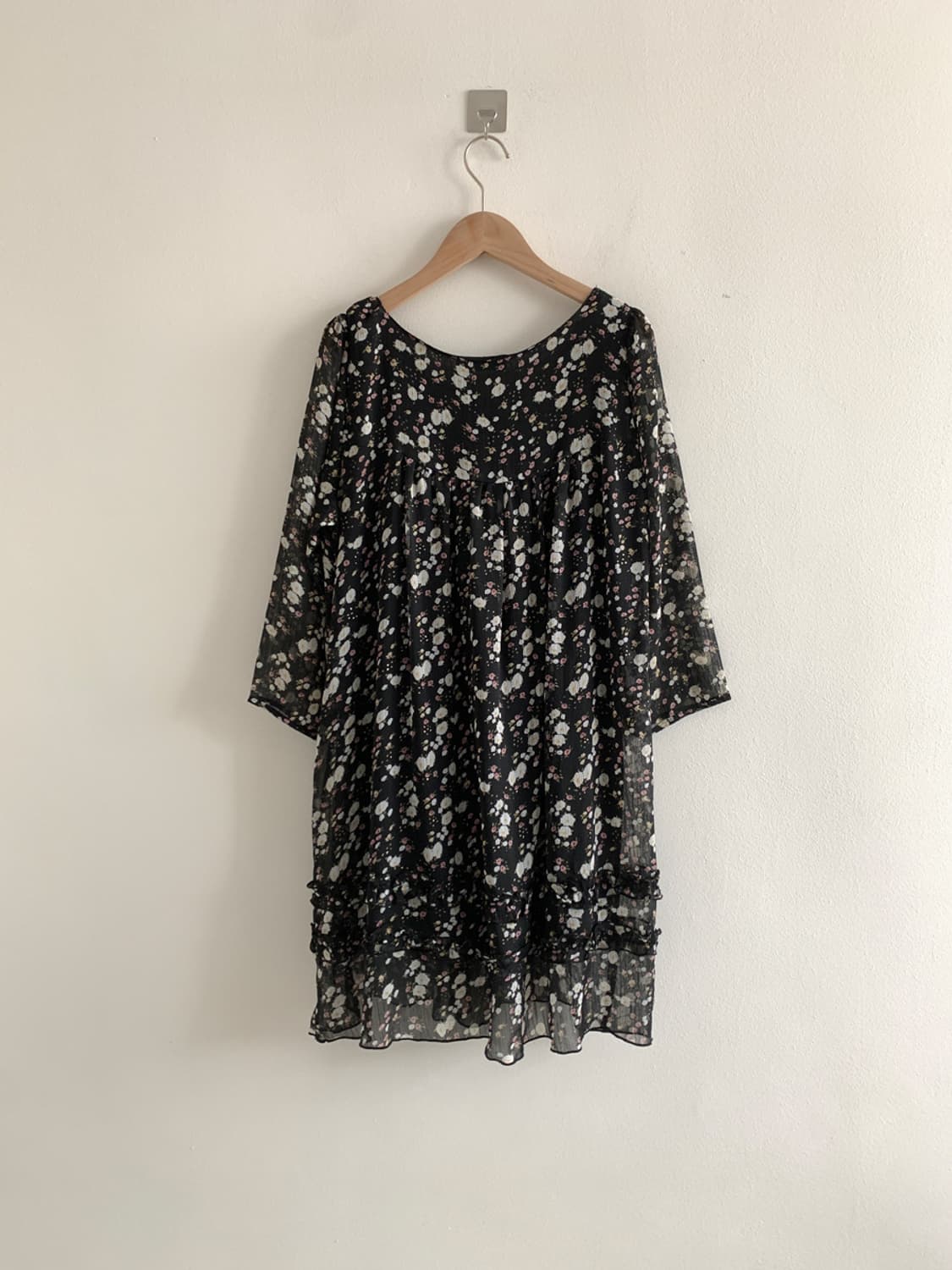 Flower Chiffon Dress(Black) 상품이미지8