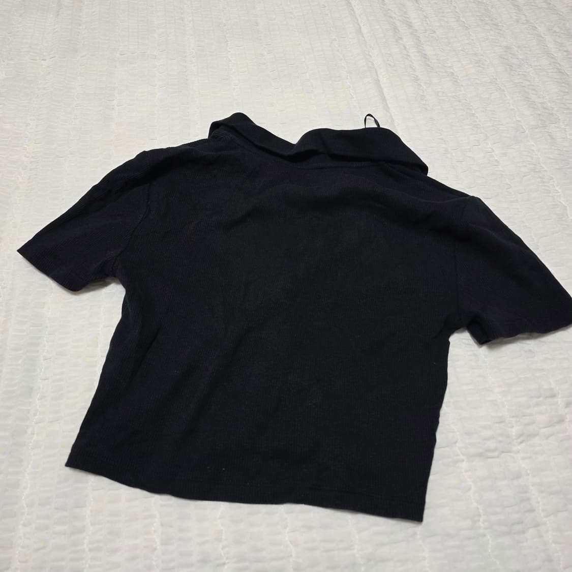 Zara 빈티지 블랙 크롭 카라넥 반팔티셔츠 상품이미지3