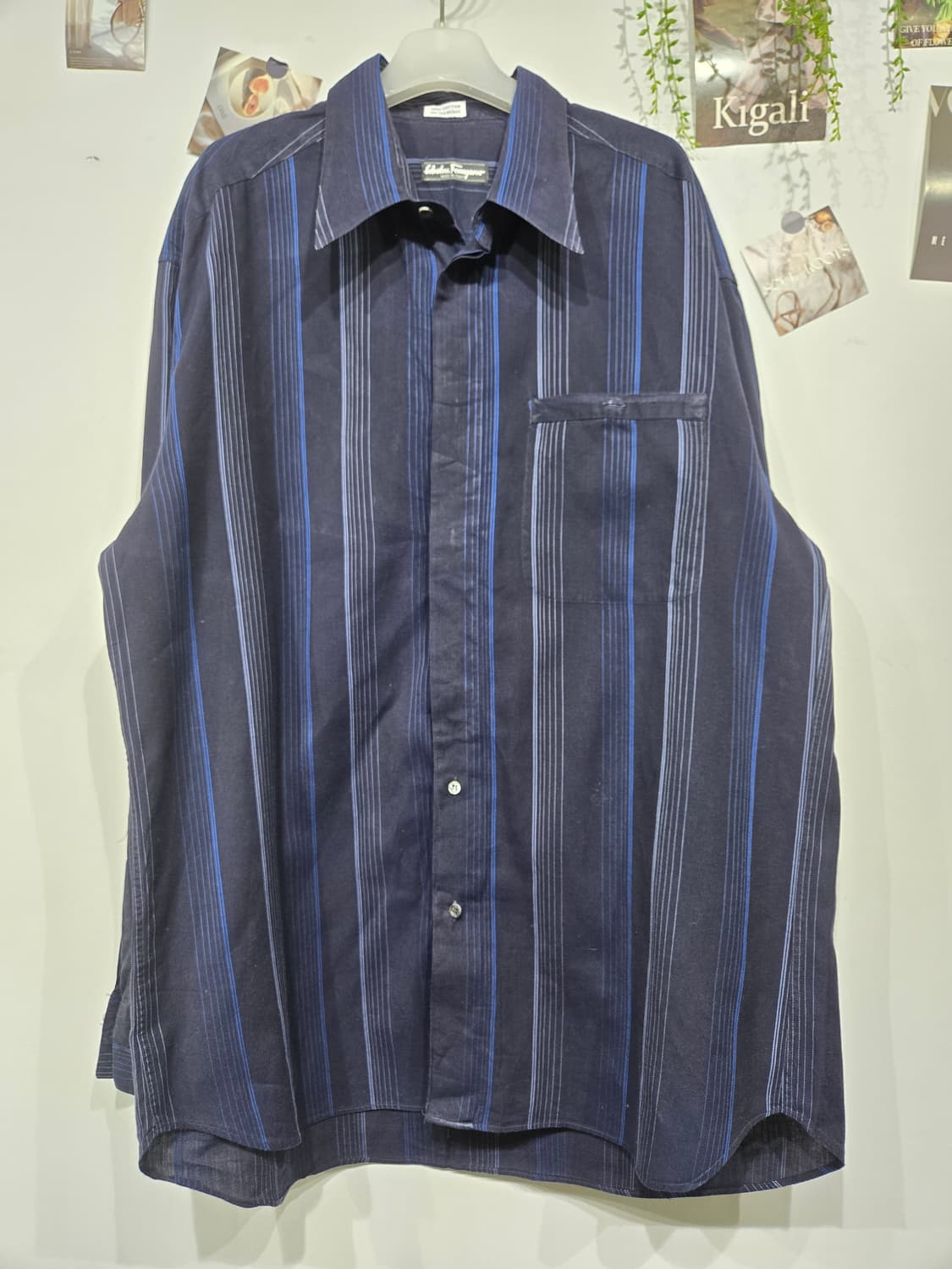 페라가모  네이비 스트라이프 셔츠 남방 상품이미지3