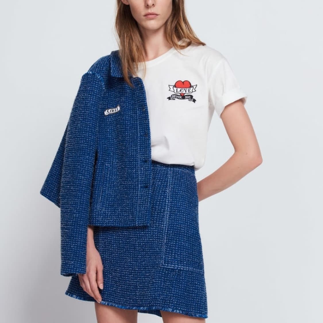 산드로 패치 디테일 울 트위드 자켓 상품이미지1