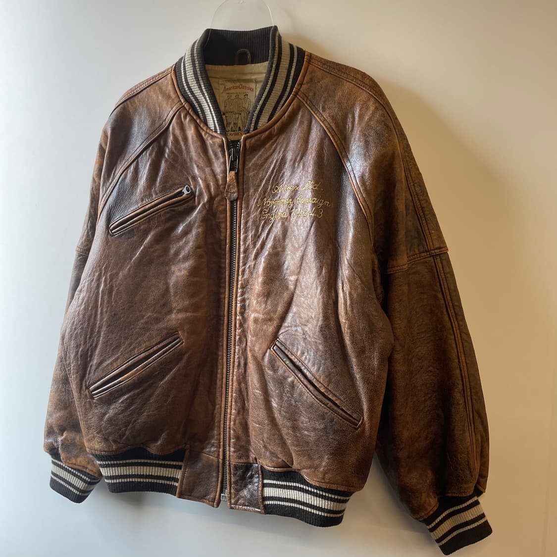 90s 아비렉스 아이콘 가죽 바시티자켓 상품이미지4