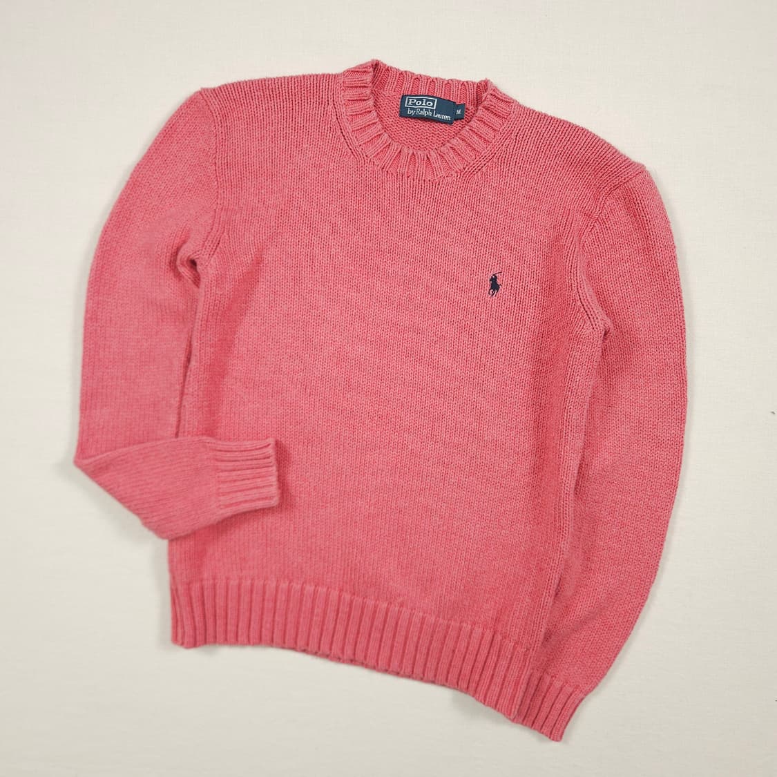 M(95) 폴로 랄프로렌 크루넥 코튼 니트 핑크 상품이미지2