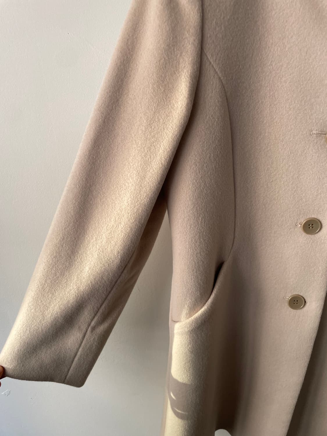 light beige angora blend half coat 상품이미지3