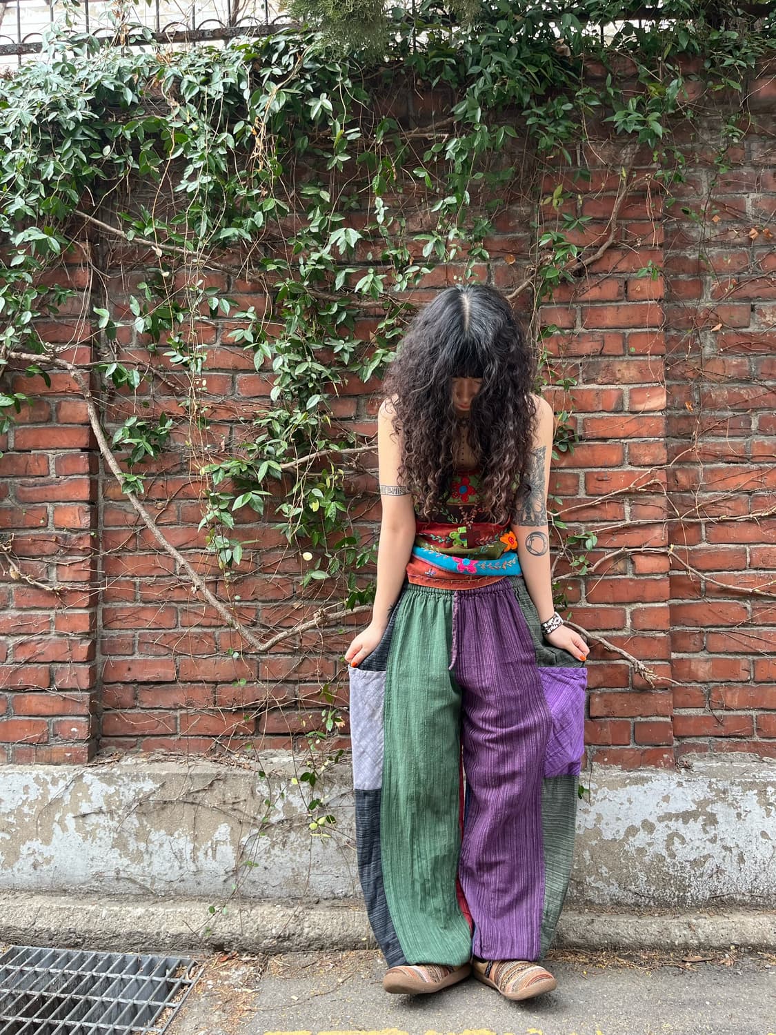 히피 에스닉 패치 와이드 팬츠 상품이미지2