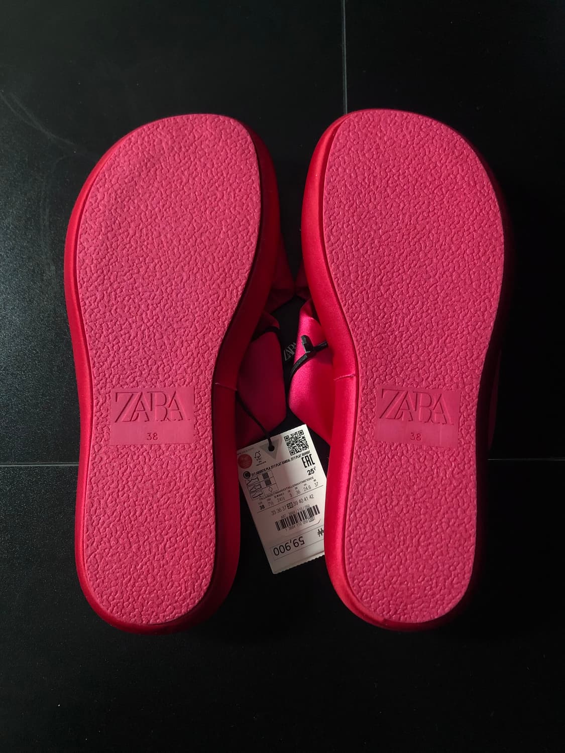 [새상품/245] 자라 새틴 플랫폼 샌들 마젠타 상품이미지6