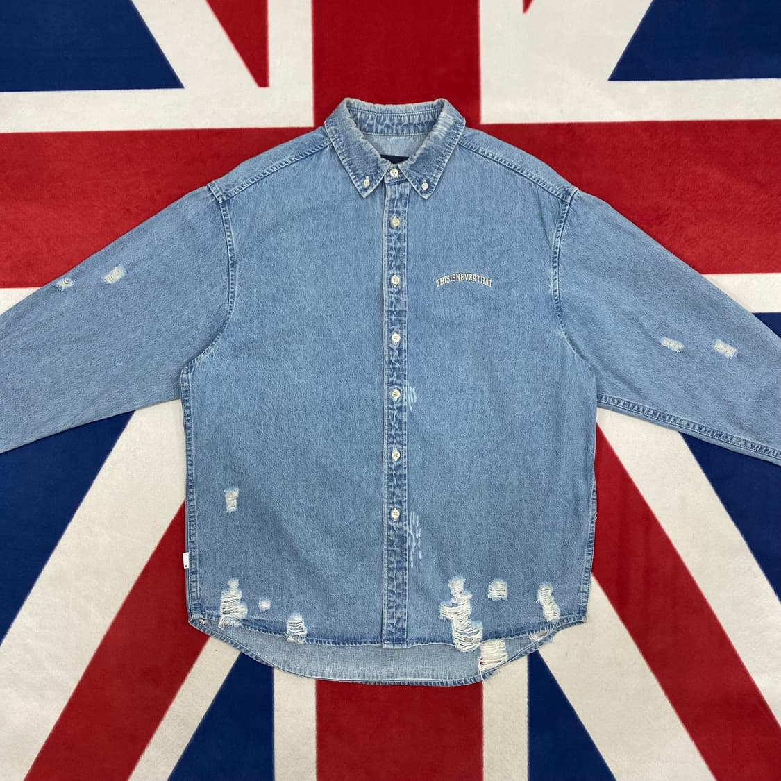 디스이즈네버댓 데님셔츠 M 실측 L  상품이미지4