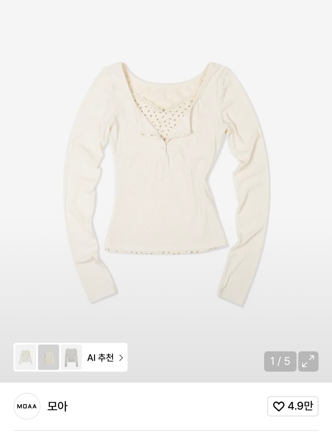 모아 플로랄 레이어드 롱슬리브 S 상품이미지1