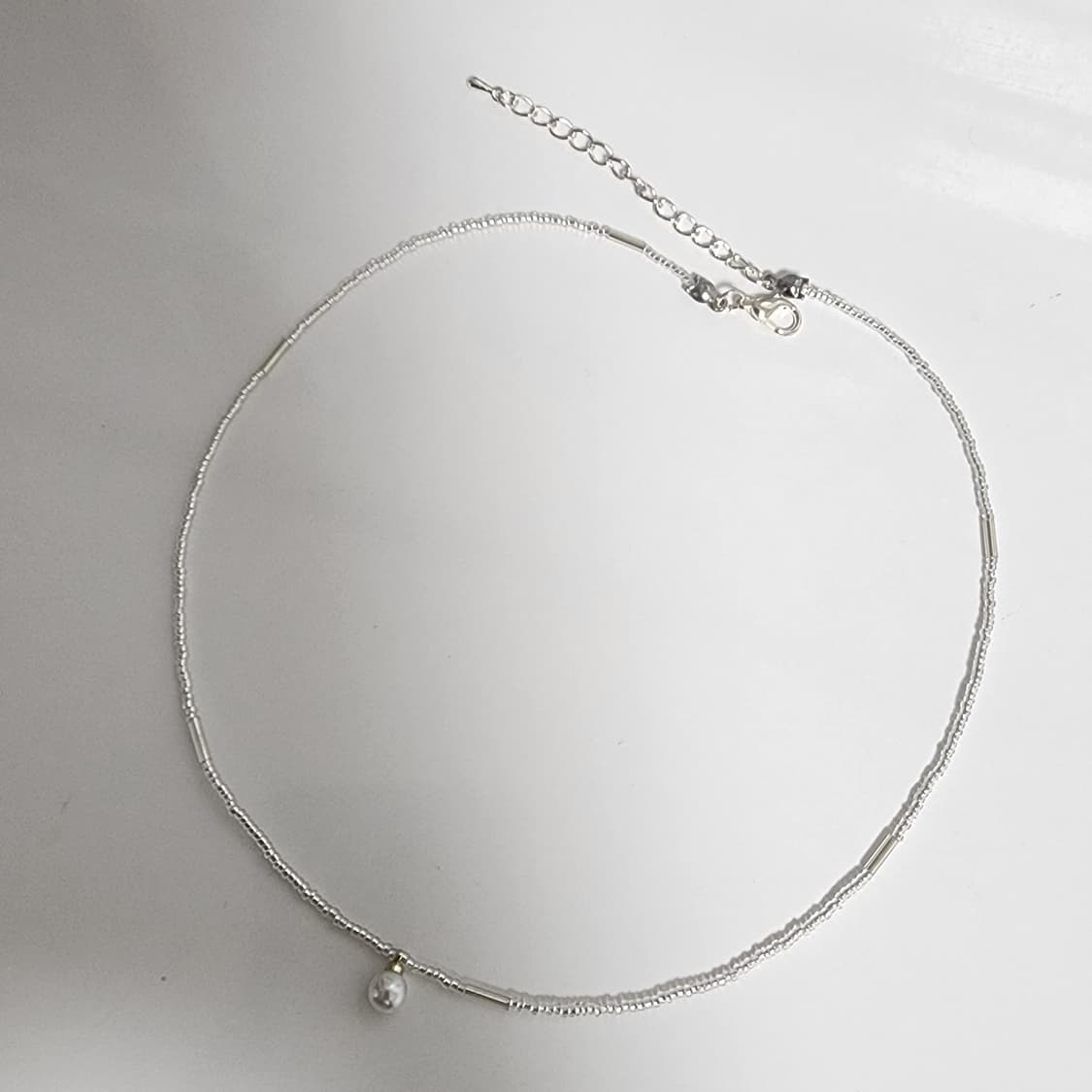 실버 비즈 진주 펜던트 목걸이 상품이미지1