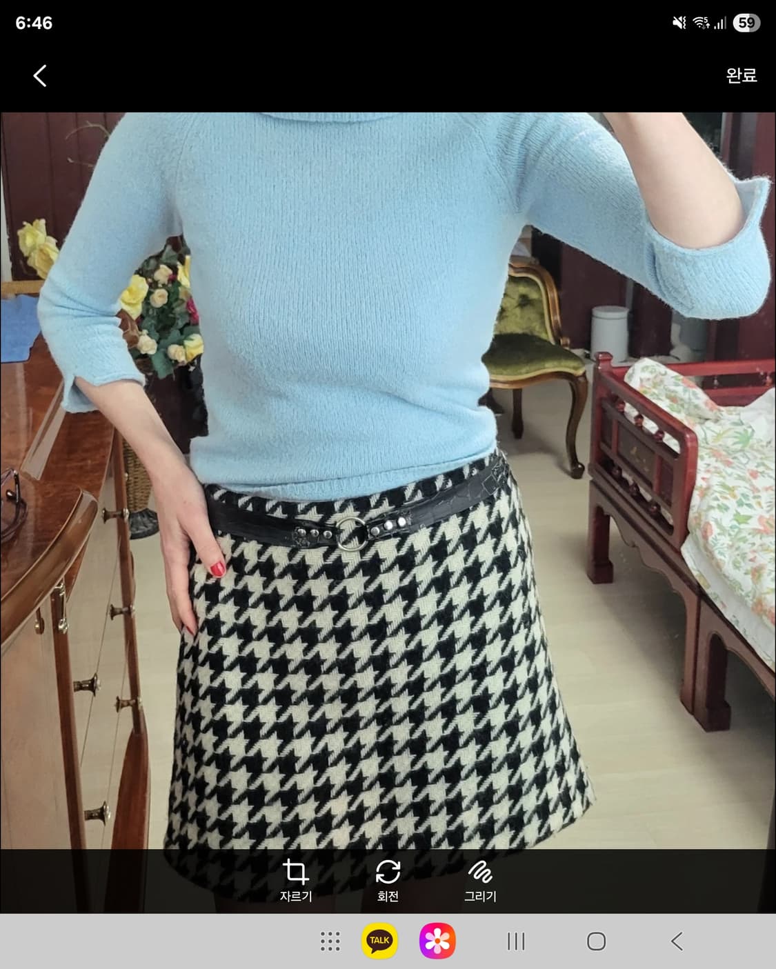 프랑스 모르간 하운드투스 체크 스컷  상품이미지4