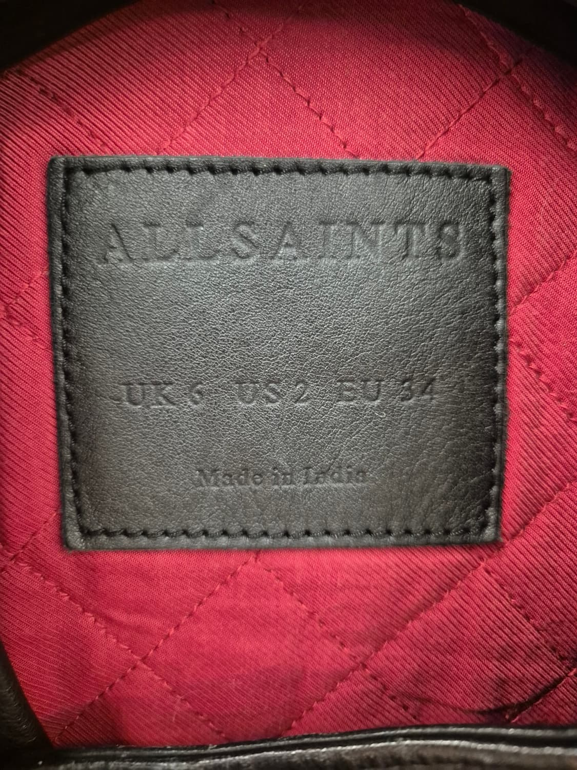 ALLSAINTS 블랙 램스킨 라이더 자켓 UK S 상품이미지6