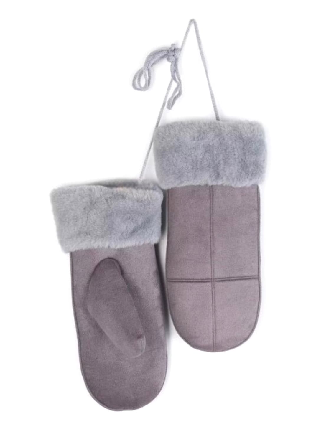 두꺼운 털안감 스웨이드 벨벳 벙어리 장갑 그레이 (새상품) 상품이미지3