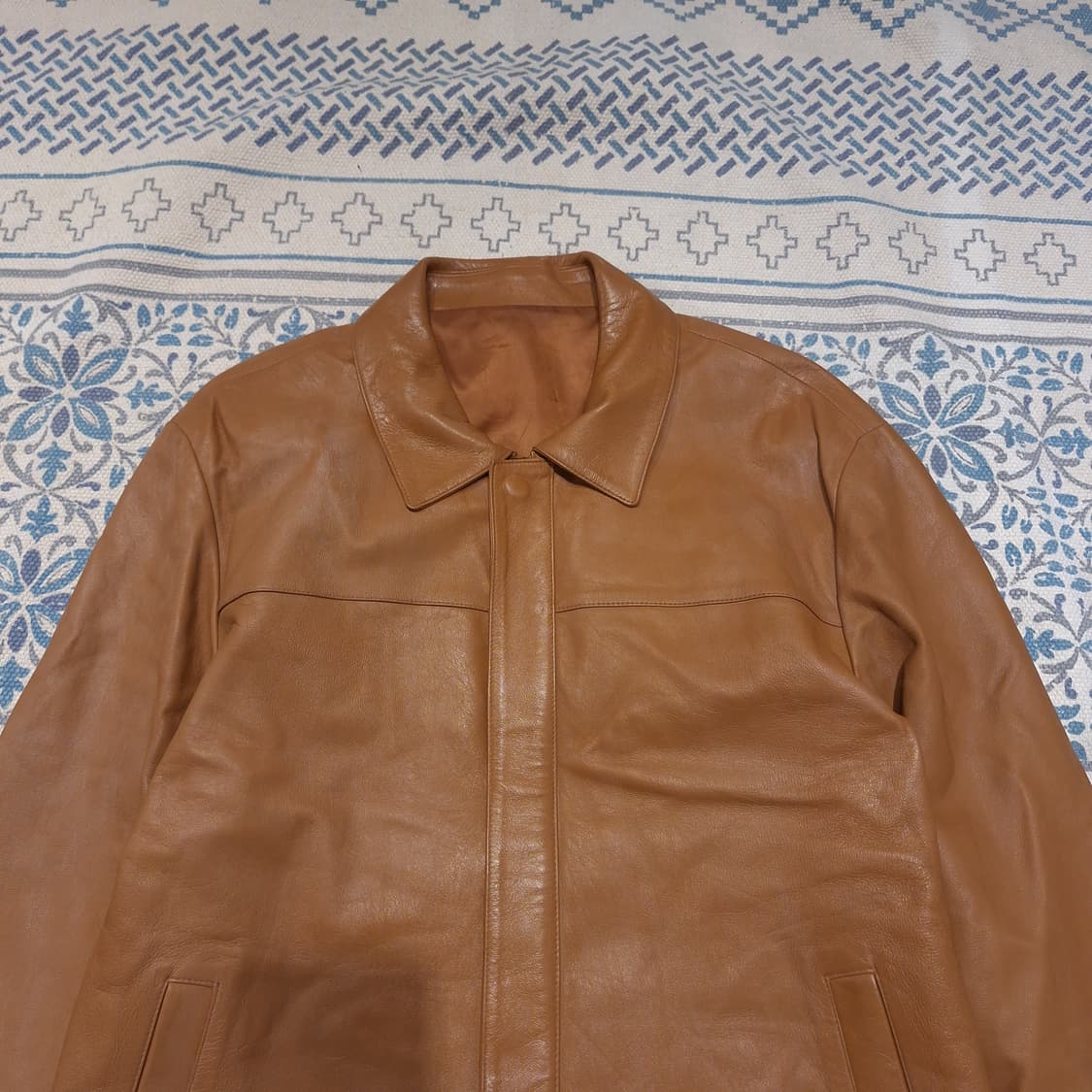 빈티지 카멜 브라운 카라넥 아메카지 양가죽 램스킨 레더자켓 가죽자켓 상품이미지5