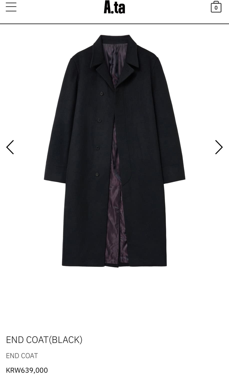 [S] A.ta(에이타) 엔드 코트(END COAT) 상품이미지1