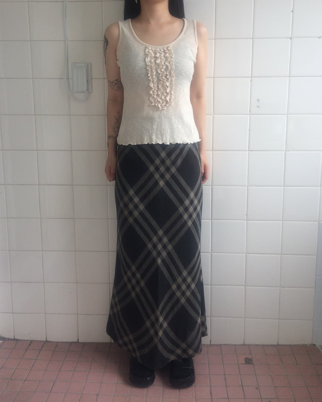 Frill ribbed sleeveless 상품이미지1