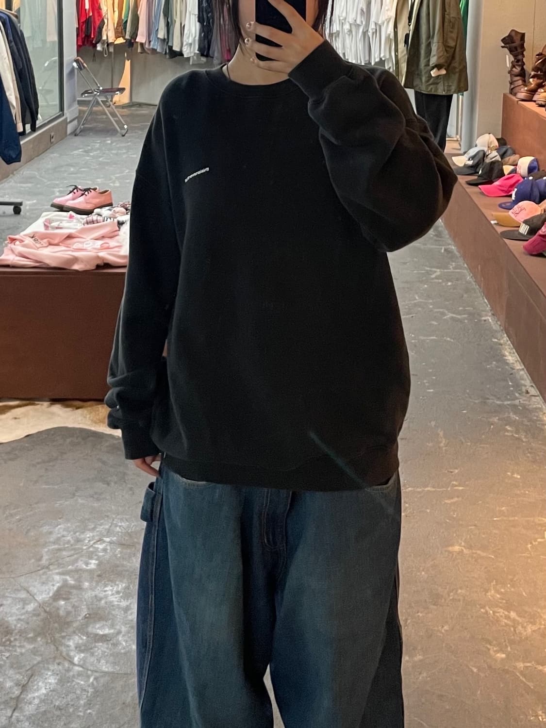 디스이즈네버댓 백로고 블랙 맨투맨 H1844 상품이미지2