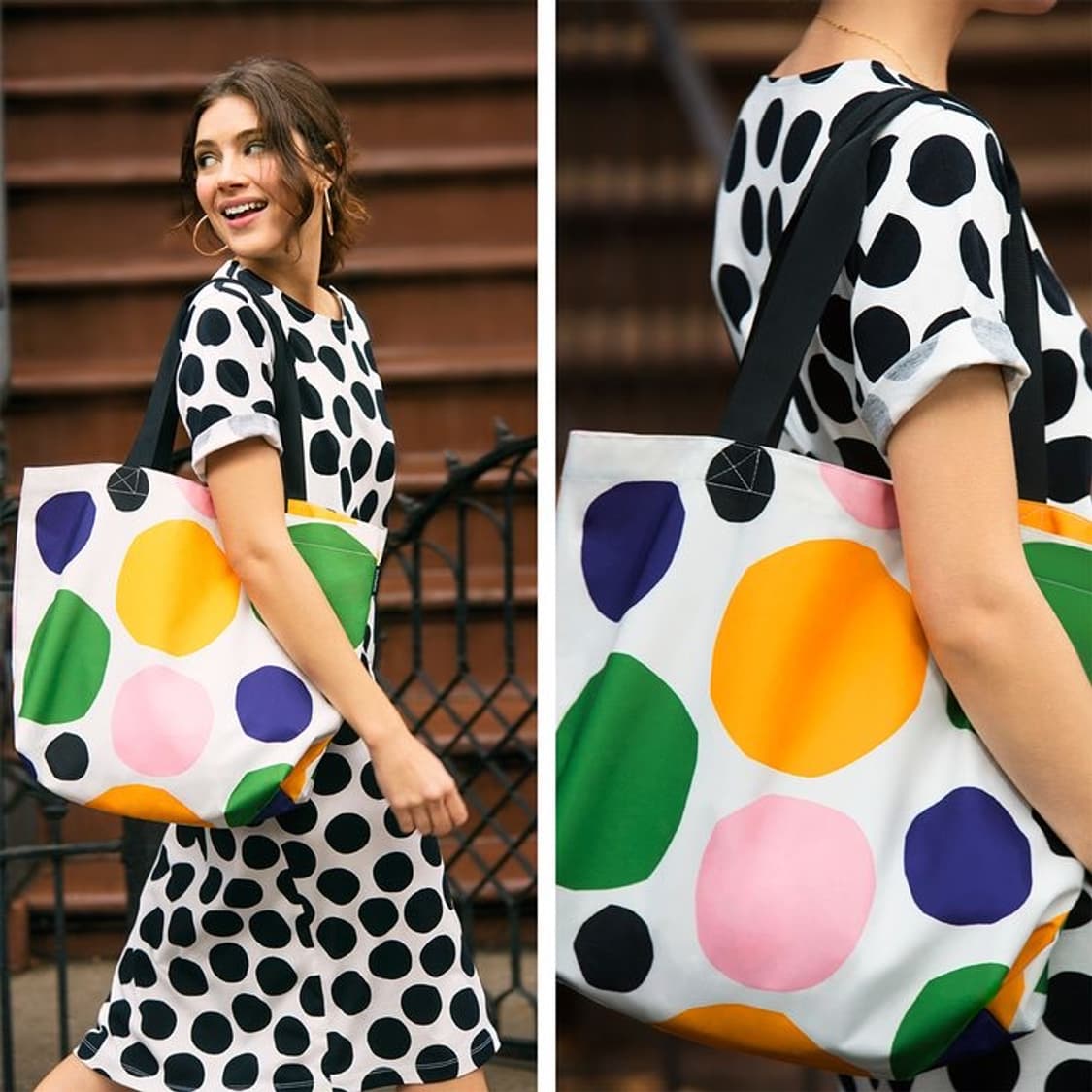 [새상품] 마리메꼬 도트 패턴 숄더백 토트백 가방 상품이미지7